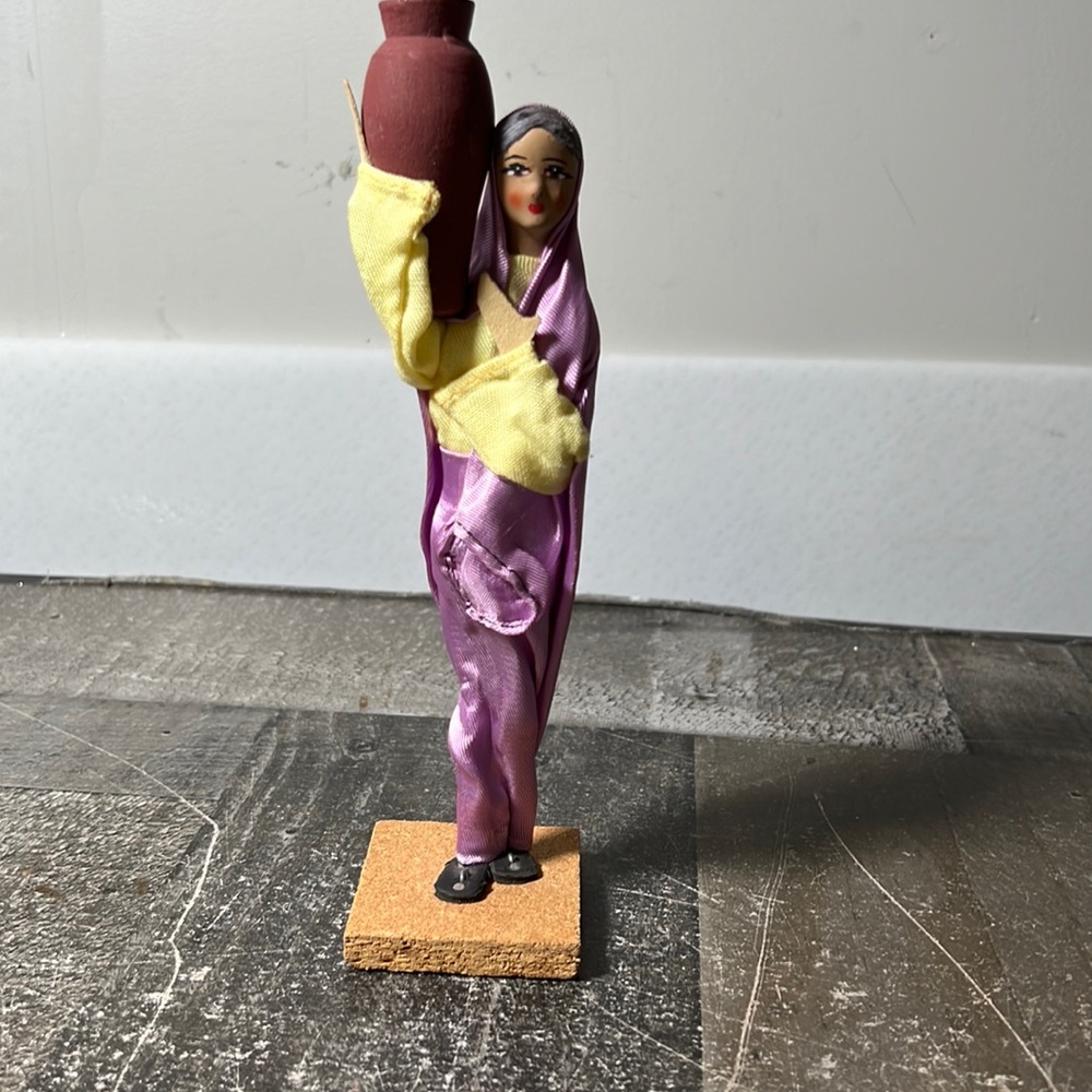 Hand Made Doll Figurine Clay and Fabric